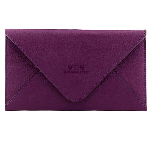 Hand Crafted Top Grain Leather Envelope Clutch Wallet, RFID Blocking Women's Card Wallet, Multifunctional Clutch and Card Credit Holder