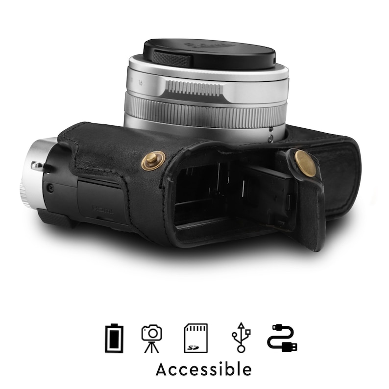 Fine Leather Camera Half Case & Strap Compatible with Leica D-Lux 7 image 3