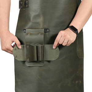 Personalized Top Grain Leather Workshop Apron With Pockets for Men, Hand Crafted Woodworking ...