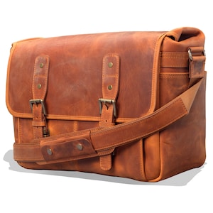 Torres Pro Leather Vintage 16 Laptop Bag Camera Bag Maletín Satchel Portfolio Notebook Tablet Messenger Bag para hombres y mujeres, negocios Camel