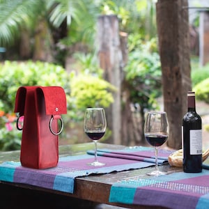 Personalized Hand Crafted Top Grain Leather Wine Bottle Holder, Wine Caddy, Wine Racks with Handles, Wine Bottle Decor, Wine Accessories