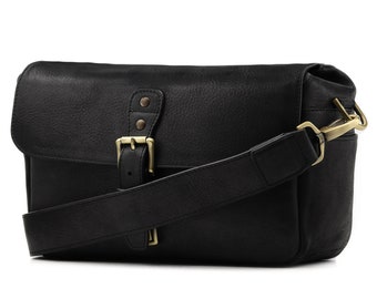 Personalisierte italienische Leder-Umhängetasche, Kameratasche für spiegellose, Sofortbild- und DSLR-Kameras, Reisetasche, Unisex – handgefertigt