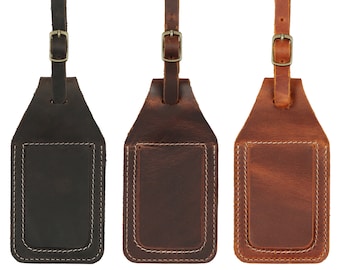 Leather Luggage Tag with AirTag Slot | Personalized Name Engraved Bag ID | Graduation Gift for Graduate | Class of 2026