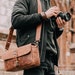 Personalized Top Grain Italian Leather Messenger Bag Camera Bag for Mirrorless, Instant, DSLR Cameras, Travel Bag, Unisex - Handcrafted 