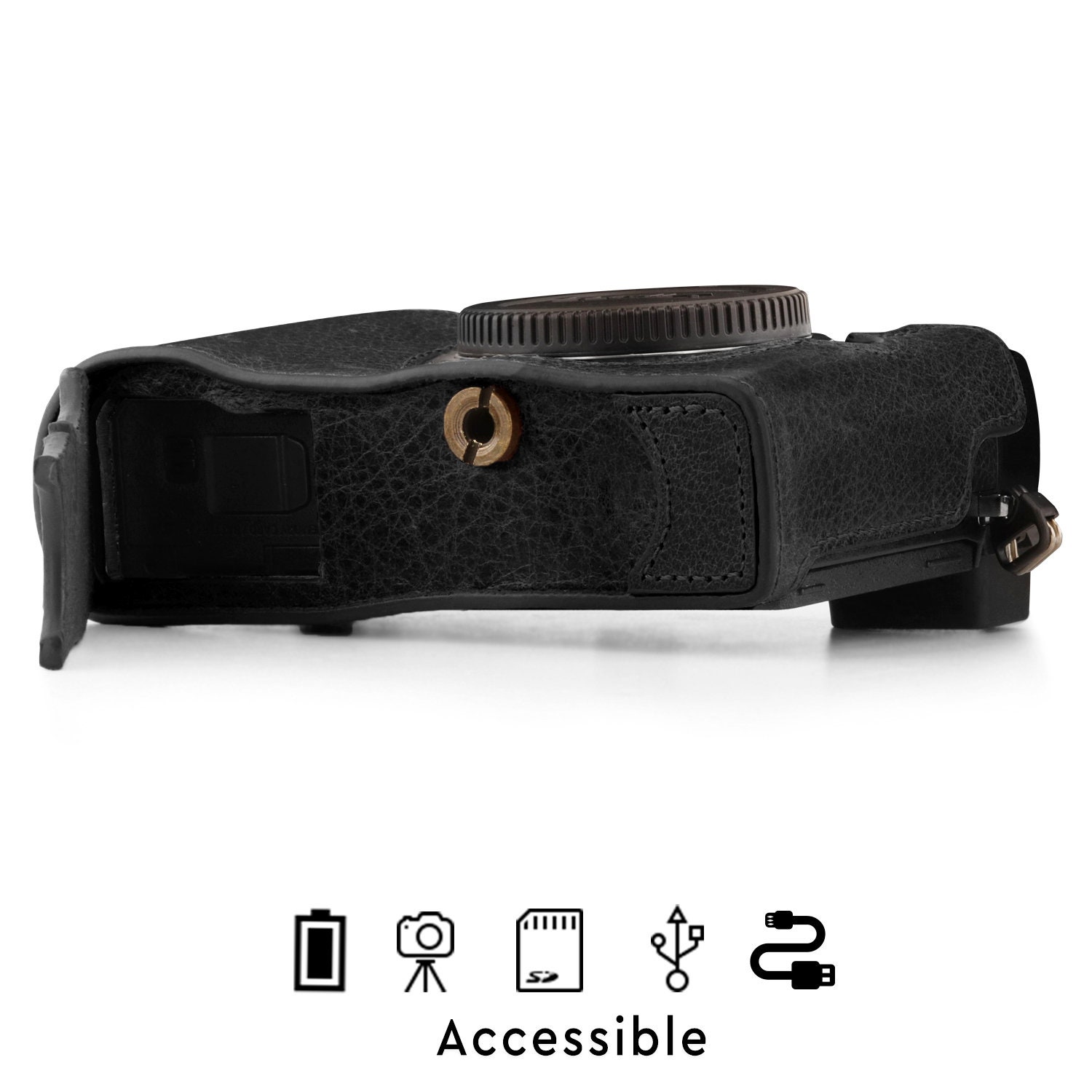 Classical PU Leather Camera Bag Half Case Cover For Panasonic