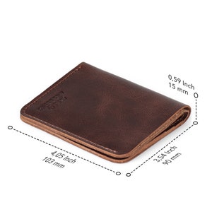 Personalized Top Grain Leather Bifold Wallet, Handcrafted Ultra Slim Card Holder with Minimalist Design, Unisex Custom Credit Card Wallet image 3