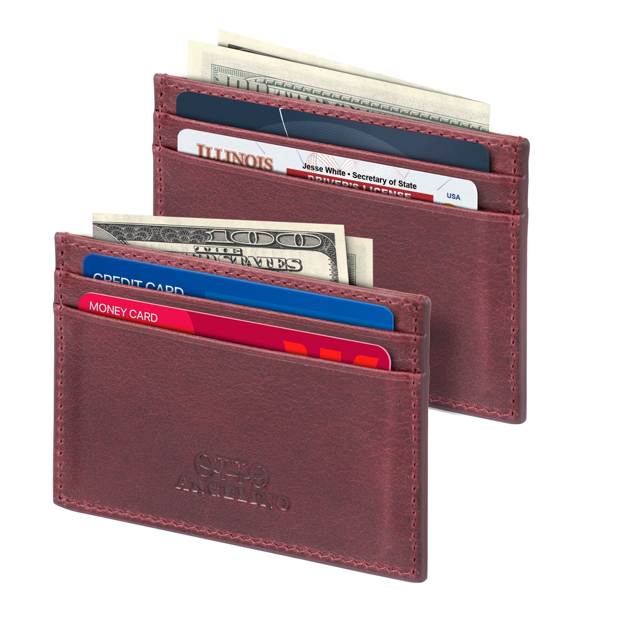  Otto Angelino Slim Genuine Leather Wallet Clutch