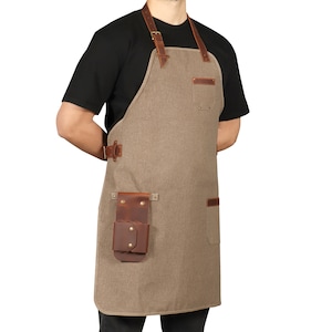 Personalized Handmade Workshop Apron, Canvas Apron with Tool Pockets, Working Apron with Customization, Artisan Apron, Father&#39;s Day Gift