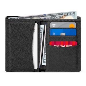 Creditcardhouder topnerfleer, handgemaakte tweevoudige portemonnee met paspoortstijl, RFID-blokkerende unisex minimalistische portemonnee met kaartsleuven