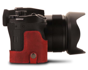 Étui pour appareil photo en cuir fin et dragonne compatible avec Leica V-Lux 5, Panasonic Lumix DC-FZ1000 II, fabriqué à la main