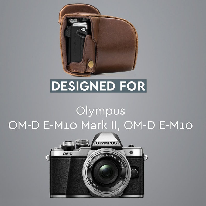 Olympus OM-D E-M10 Mark II, E-M10 14-42 mm Housse protectrice en cuir pour appareil photo, Housse pour appareil photo reflex numérique, Étui compact rembourré pour appareil photo image 2