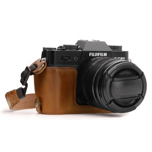 Leather Camera Half Case & Strap and Strap compatible with Fujifilm X-T30, Fujifilm X-T20, Fujifilm X-T10, Handcrafted