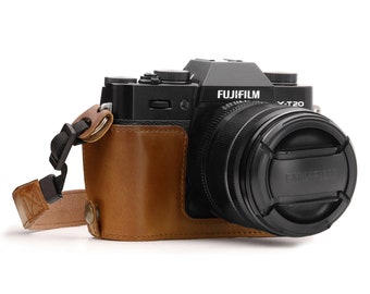 Leder Kamera Kameratasche & Kameraband für Fujifilm X-T30, Fujifilm X-T20, Fujifilm X-T10, handgefertigt