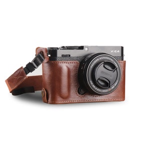 Fujifilm X-E4 Fine Leather Camera Half Case & Strap - Black / Brown