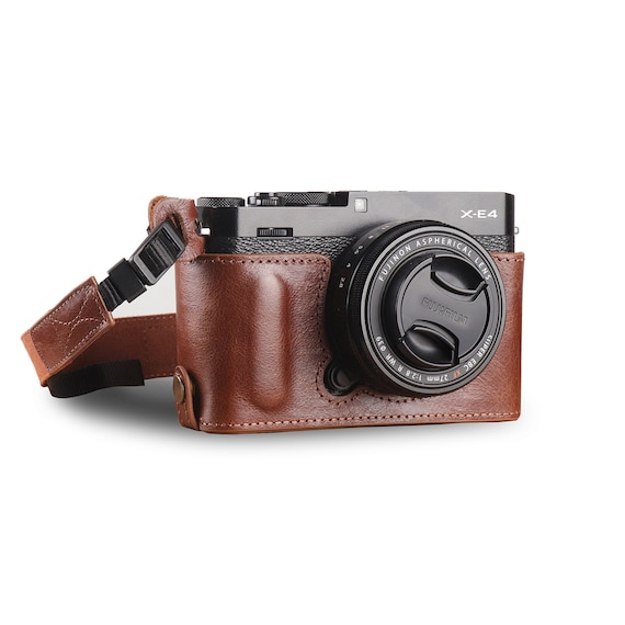 Fujifilm XT4 Half Case Genuine Leather Handmade Camera Black Brown Retro  Cover