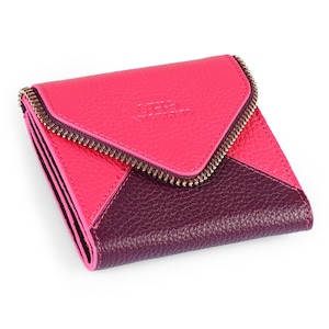 Cartera de piel de grano superior hecha a mano con bolsillo para monedas con cremallera, billetera unisex para tarjetas de crédito con bloqueo RFID y ranura para tarjeta de identificación