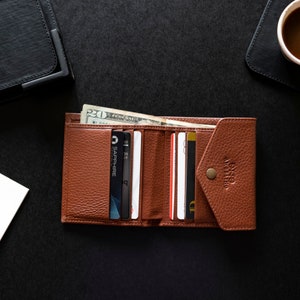 Porte-cartes de crédit et portefeuille RFID, cuir, portefeuille fabriqué à la main à trois volets pour cartes de crédit, pochette unisexe conçue pour être pratique