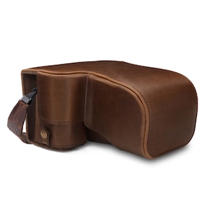 Leather Camera Case & Strap compatible with Sony Alpha A6100, A6400 (18-135mm)