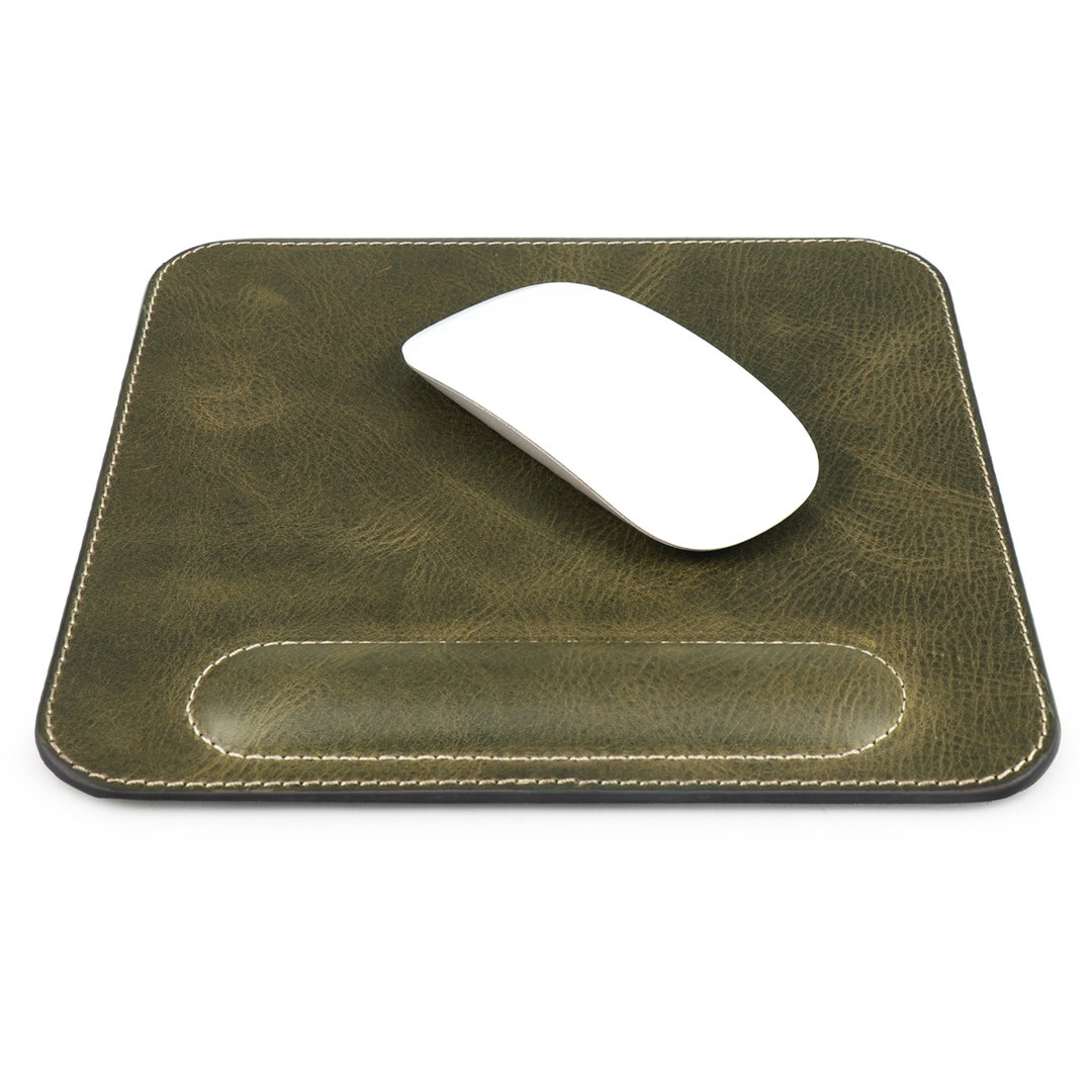 Personalized Mouse Pad With Wrist Rest Top Grain Leather, Hand Crafted