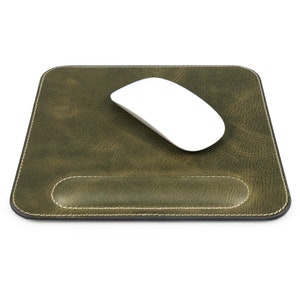 Personalized Mouse Pad with Wrist Rest Top Grain Leather, Hand Crafted Custom Mouse Pad, Office Ergonomic Mouse Pad, Laptop Mouse Pad