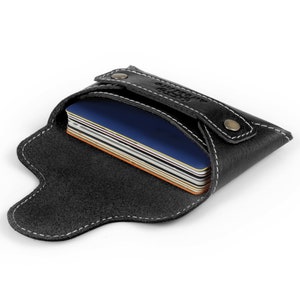 Handcrafted Business Card Case or Credit Card Wallet, Top Grain Leather Unisex Credit and Business Card Case with Tuck and Slot Closure