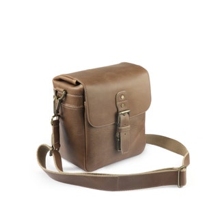 Personalized Italian Leather Messenger Bag Camera Bag for Mirrorless, Instant, DSLR Cameras, Travel Bag, Unisex Handcrafted Mink