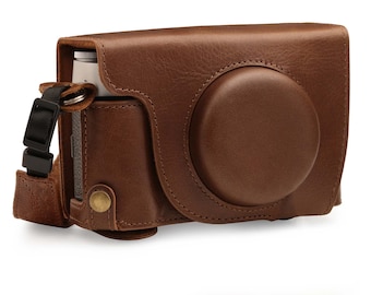 Fujifilm X100V Fine Leather Camera Case & Strap  - Brown / Black