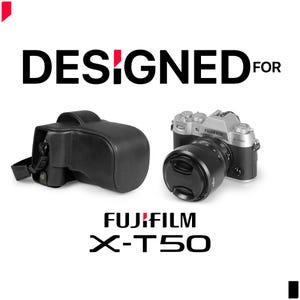 Custodia e tracolla per fotocamera Fujifilm X-T50 (16-50 mm e 18-55 mm) Ever Ready Leather, custodia per fotocamera DSLR vintage con accesso alla batteria, copertura per fotocamera retrò