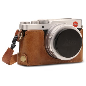 Fine Leather Half Camera Case & Strap Compatible with Leica D-Lux 7, D-Lux 8