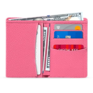 Top Grain Leather RFID Wallet with Card Slots, Handcrafted Bifold Wallet with Passport Style, Unisex Credit Card Wallet in Different Colors