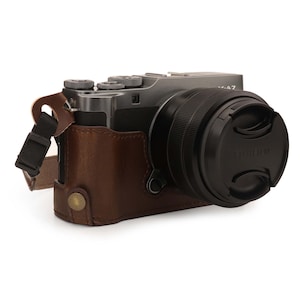 Leather Camera Half Case & Strap Compatible with Fujifilm X-A7, Handcrafted