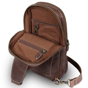 Personalized Top Grain Leather Crossbody Bag with Adjustable Shoulder Strap, Leather Sling Bag, Unisex, Leather Utility Bag zdjęcie 7