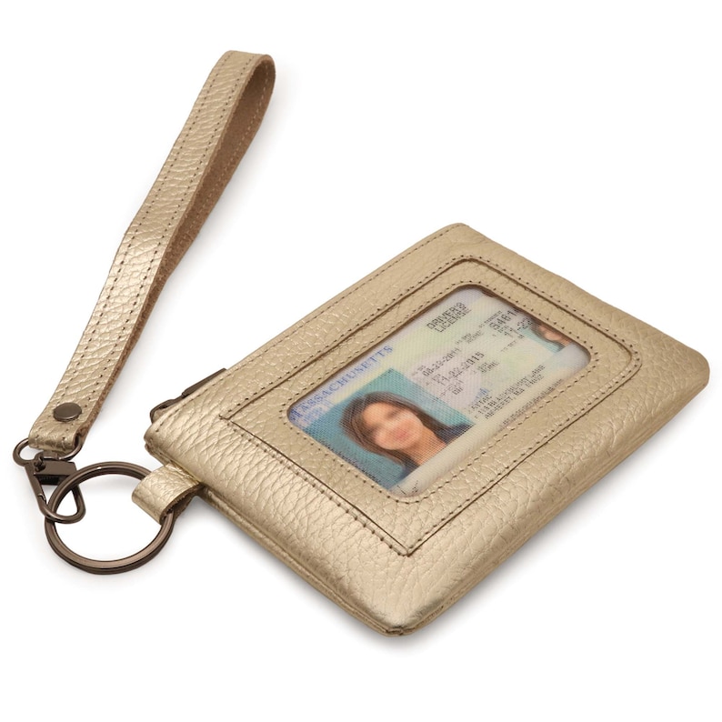 Keychain Wristlet Wallet and ID Card Holder Top Grain Leather Etsy