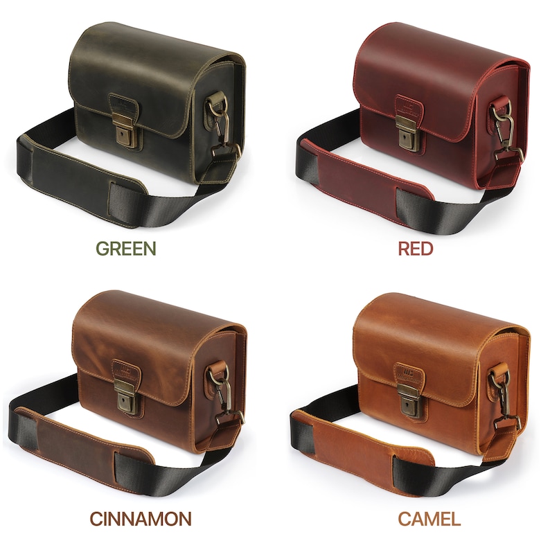 Personalized Top Grain Italian Leather Messenger Bag Camera Bag for Mirrorless, Instant, DSLR Cameras, Travel Bag, Unisex afbeelding 4