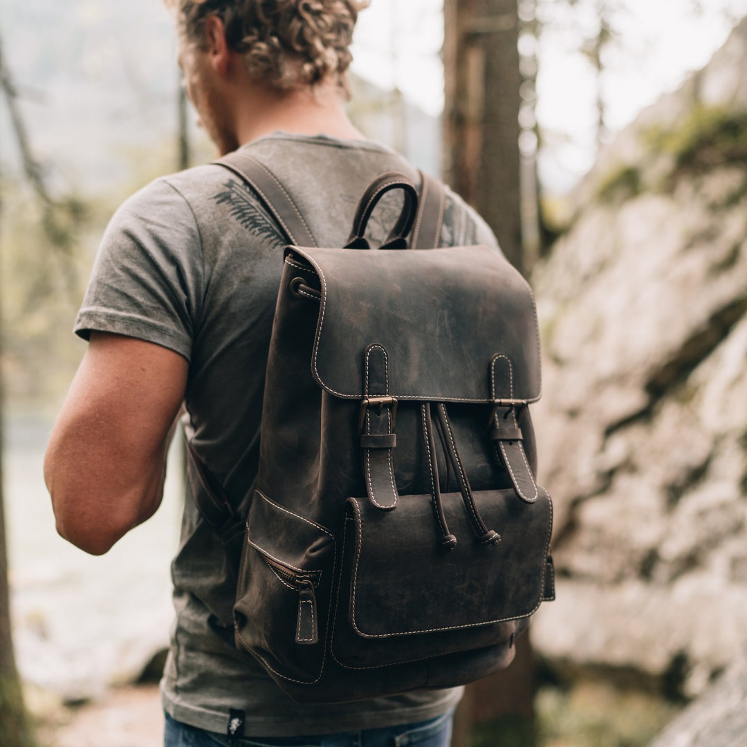 Handcrafted Top Grain Leather Backpack Weather-Resistant Etsy 日本