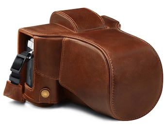 Fine Leather Camera Case & Strap Compatible with Olympus OM-D E-M5 Mark III