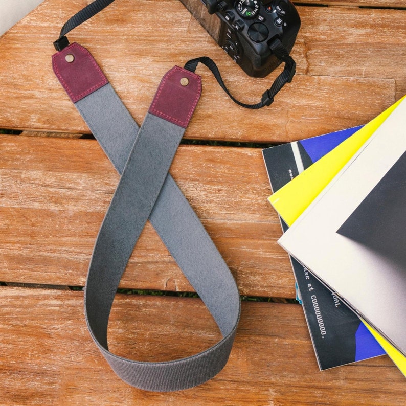 Personalized Canvas and Genuine Leather Adjustable Shoulder or Neck Strap Gift Strap for Photographers DSLR Camera Holder image 4