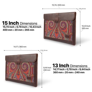 Personalized Leather Sleeve Bag for MacBook Pro and Air 16, 14'', 13, 13.3 & 15 / Brown / Blue /Purple MacBook Air MacBook Pro Case image 7