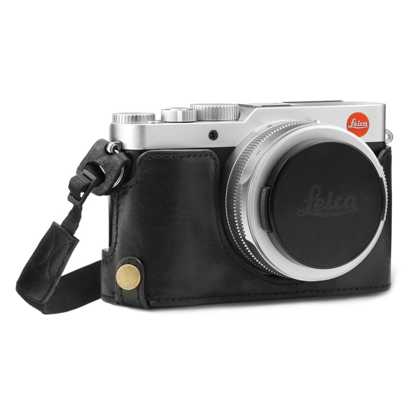 Fine Leather Camera Half Case & Strap Compatible with Leica D-Lux 7 Black
