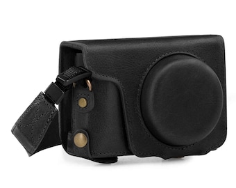 Panasonic Lumix DMC-ZS100, DC-ZS200 Etui pour appareil photo en cuir de vachette Ever Ready avec accès aux piles, solide coque de qualité pour un ajustement précis