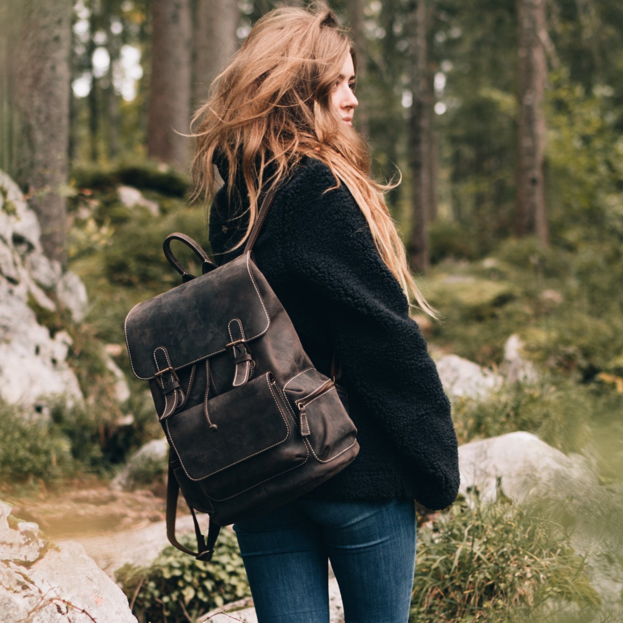 Yukon leather backpack top