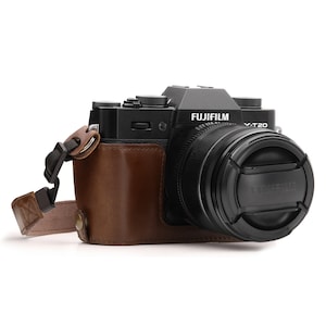 Custodia e tracolla in pelle per fotocamera compatibile con Fujifilm X-T30, Fujifilm X-T20, Fujifilm X-T10, realizzata a mano