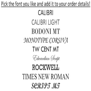 May include: A list of different font styles, including Calibri, Calibri Light, Bodoni MT, Monotype Corsiva, TW Cent MT, Edwardian Script, Rockwell, Times New Roman, and Script MT.