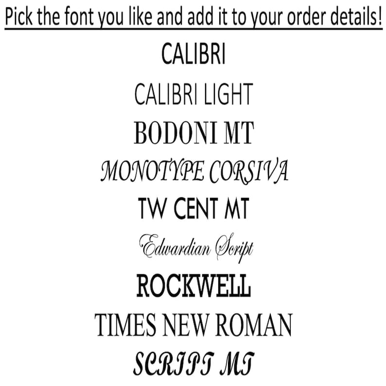 May include: A list of different font styles, including Calibri, Calibri Light, Bodoni MT, Monotype Corsiva, TW Cent MT, Edwardian Script, Rockwell, Times New Roman, and Script MT.