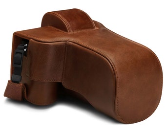 Fine Leather Camera Case & Strap Compatible with Nikon Z50 (50-250mm Lens)