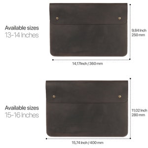 Personalized Leather Sleeve Bag for MacBook Pro and Air 16'', 14, 13'', 13.3'' & 15'' MacBook Air Case, MacBook Pro Case image 6