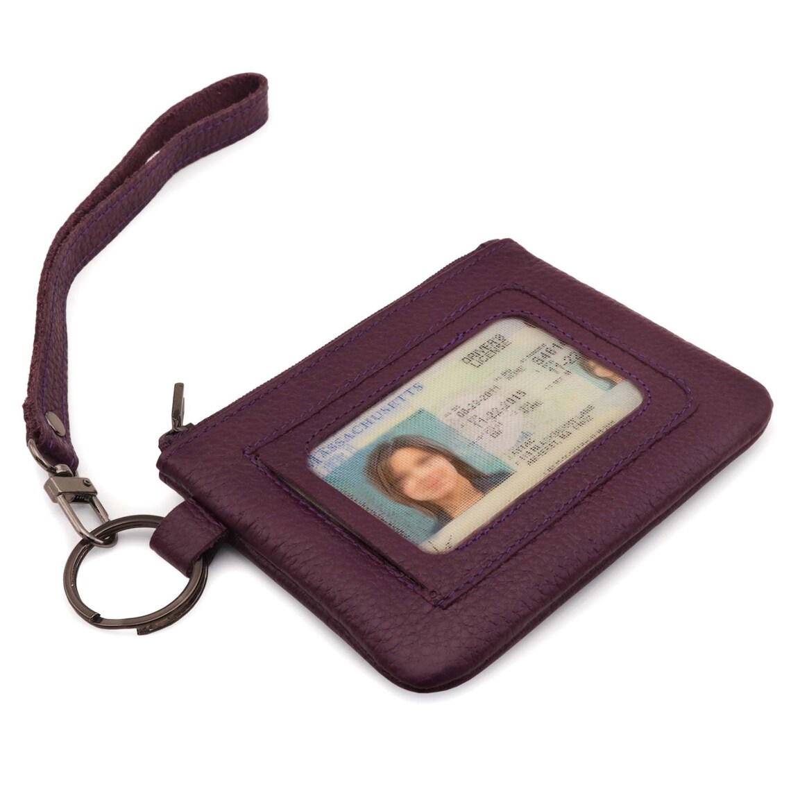 Keychain Wristlet Wallet and ID Card Holder Top Grain Leather Etsy