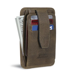 Gepersonaliseerde minimalistische portemonnee van topnerfleer voor dagelijks reizen, handgemaakte slanke creditcardportemonnee, perfect voor zakken of spijkerbroeken