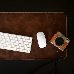 Personalized Top Grain Leather Large Mouse Pad, Hand Crafted Customized Desk Pad, Extended Mouse Pad, Custom Desk Accessories