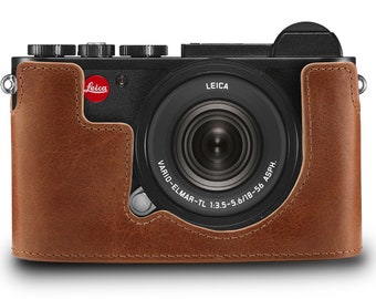 Fine Leather Camera Half Case & Strap Compatible with Leica CL - Black / Brown